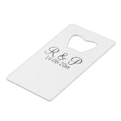カップル名monogramを追加する日付の結婚年のrom クレジットカード栓抜き (正面アングル)