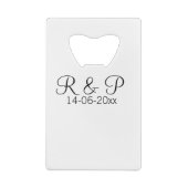 カップル名monogramを追加する日付の結婚年のrom クレジットカード栓抜き (裏面)
