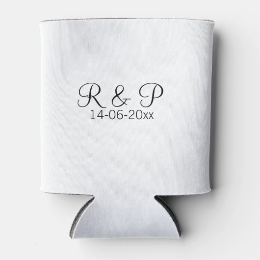 カップル名monogramを追加する日付の結婚年のrom 缶クーラー (正面)