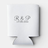 カップル名monogramを追加する日付の結婚年のrom 缶クーラー (裏面)