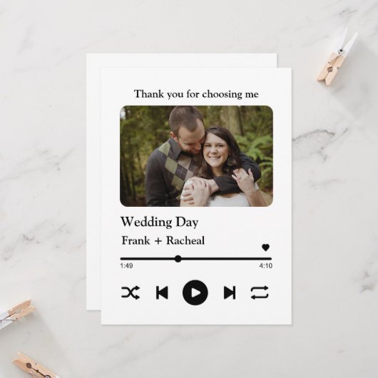 カップル向けのカスタム写真音楽ソングプレイリスト カード (正面/裏面インサイチュ)