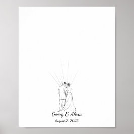 カップル向け指紋結婚ゲストブックのスケッチ ポスター