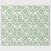 カップル向け結婚の鳩ライトグリーンシームレス ラッピングペーパー (フラット)