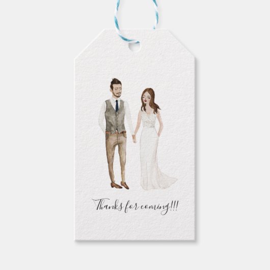 カップル図解入りの、写真付きのの結婚贈り物ラベル ギフトタグ (正面)