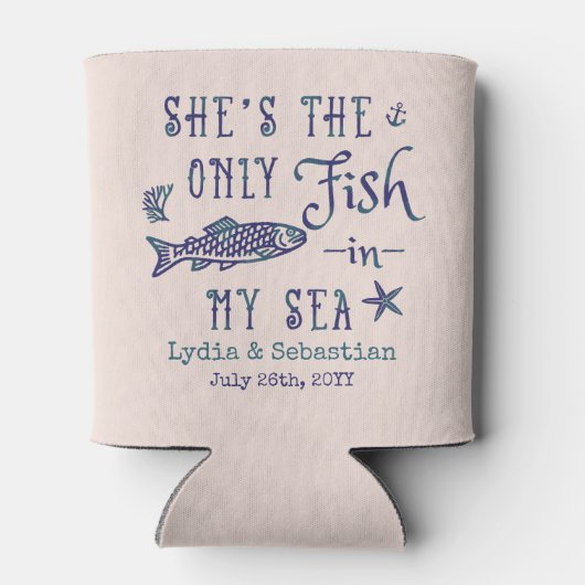 カップル夫の妻かわいいマッチングクルーズバケーション 缶クーラー (裏面)