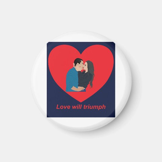 カップル婚約したとキスをするハグ マグネット (正面)