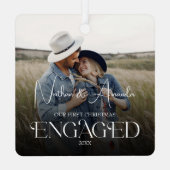 カップル婚約したの写モダン真 メタルオーナメント (裏面)