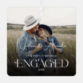 カップル婚約したの写モダン真 メタルオーナメント (正面)