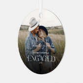 カップル婚約したの写モダン真 メタルオーナメント (正面左)