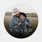 カップル婚約したの写モダン真 メタルオーナメント (正面)