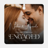 カップル婚約したの写モダン真 メタルオーナメント (裏面)