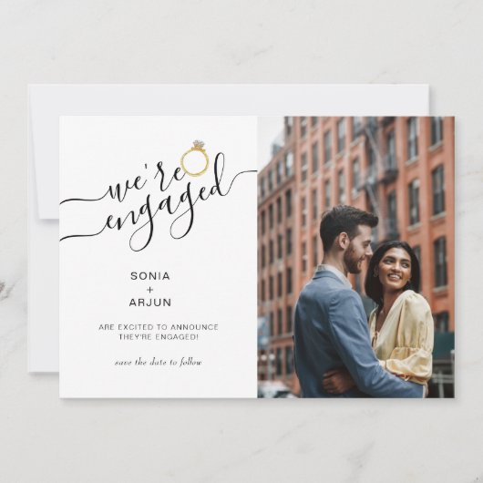 カップル婚約したの写真婚約 案内状 (正面)