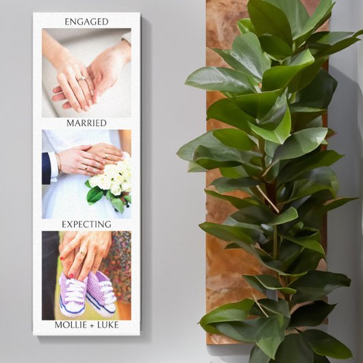 カップル婚約したの写真結婚したを期待するラブストーリー キャンバスプリント