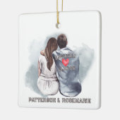 カップル婚約したの赤ちゃん – ロマンチックなバックビュー セラミックオーナメント (左)