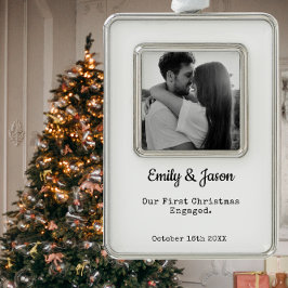 カップル婚約カスタムフォトフレームオーナメント シルバープレートフレームオーナメント