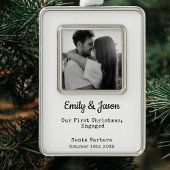 カップル婚約カスタムフォトフレームオーナメント シルバープレートフレームオーナメント