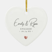 カップル婚約初めてのクリスマスバラ金ゴールドハート セラミックオーナメント (正面)