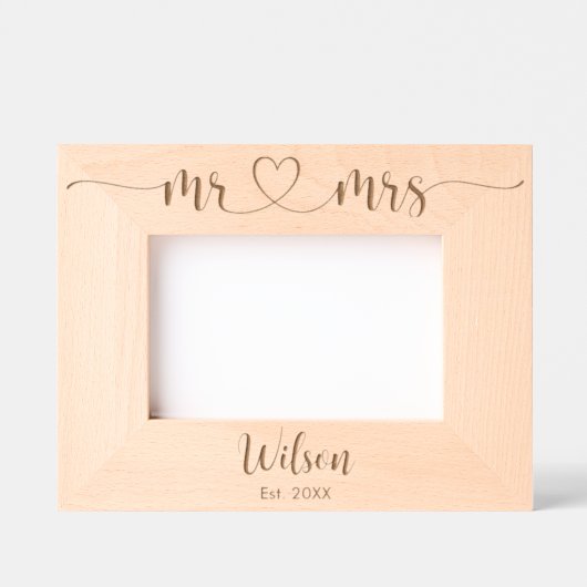 カップル婚約木製フォトフレームの名前 レーザー彫刻フレーム (正面)