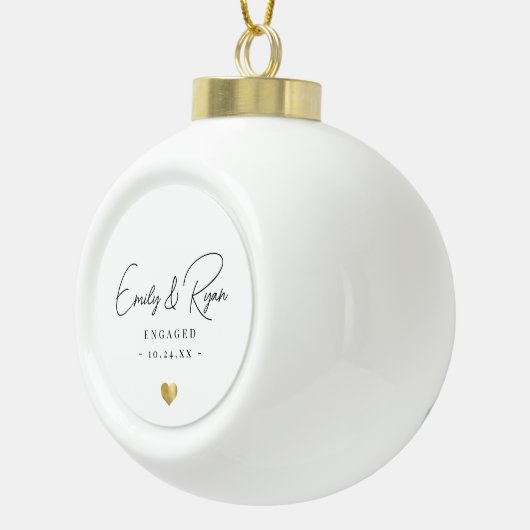 カップル婚約発表金ゴールドハート保管 セラミックボールオーナメント (右)