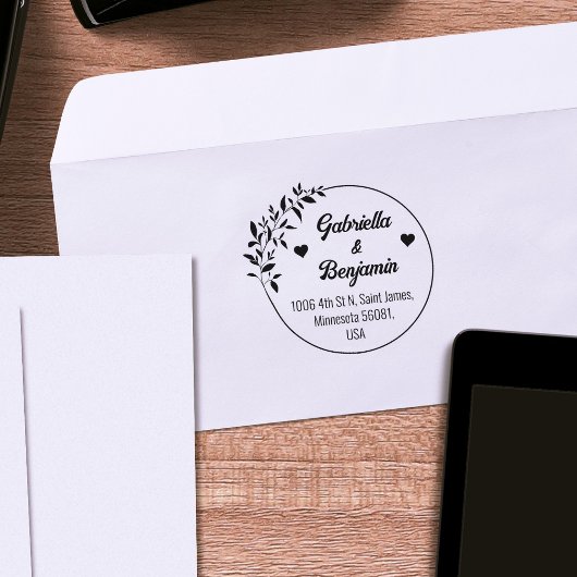 カップル差出人住所結婚またはファミリー ラバースタンプ