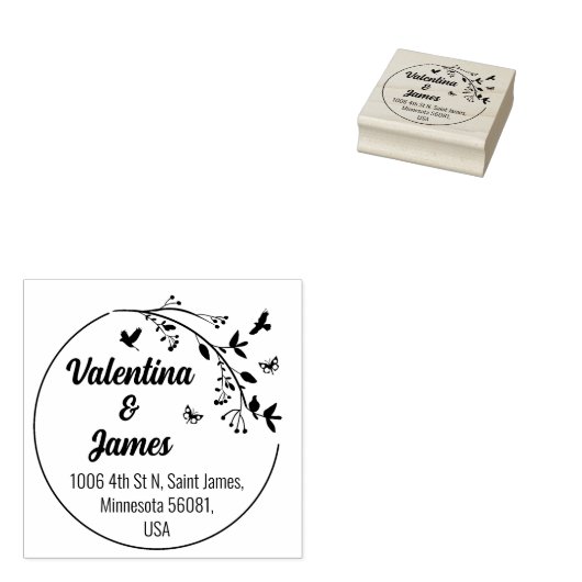 カップル差出人住所結婚またはファミリー ラバースタンプ (押印)