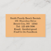 カップル座るビーチでサンセットビジネスカード 名刺 (裏面)