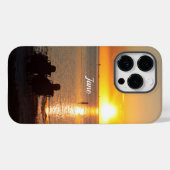 カップル座るビーチでサンセット携帯電話ケース Case-Mate iPhoneケース (裏面 (横))