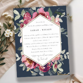 カップル式シャワーによるネイビーレッド赤面バラフローラドライブ ポストカード