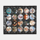 カップル愛する20フォトコラージュハート名 フリースブランケット (正面(横))