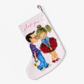 カップル愛とのクリスマスストッキング-カスタム文字 スモールクリスマスストッキング (裏面 (吊り時))