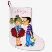 カップル愛とのクリスマスストッキング-カスタム文字 スモールクリスマスストッキング (正面)