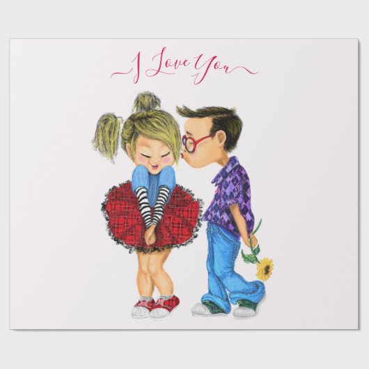 カップル愛のギフトラッピング紙 – 私はあなたを愛する ラッピングペーパー (フラット)