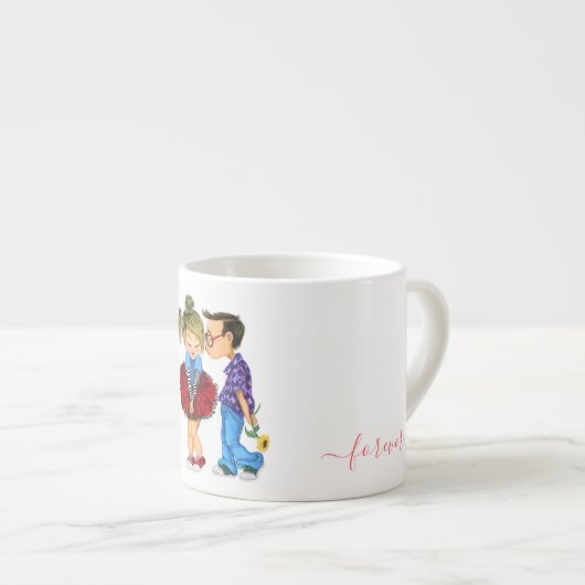 カップル愛エスプレッソカップ – 私は永遠にあなたを愛 エスプレッソカップ (正面右)