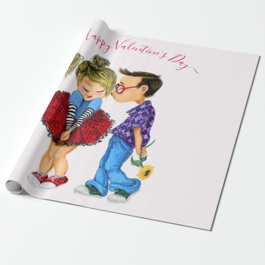 カップル愛バレンタインのギフトラッピング紙 ラッピングペーパー (アンロールド)