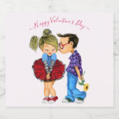 カップル愛バレンタインデーきらめくワインラベル スパークリングワインラベル (シングルラベル)