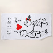 カップル愛ビーチタオルカスタムギフトあなたの名前 ビーチタオル (正面)