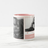 カップル愛Iパーソナライズされた2枚の写真バレンタイン ツートーンマグカップ (中央)