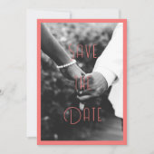 カップル手ユニーク写真ホットピンク日付を保存 招待状 (正面)