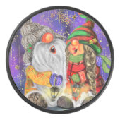 カップル抱き格言幸せなクリスマスソングを歌う アイスホッケーパック (正面)