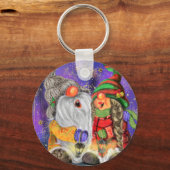 カップル抱き格言幸せなクリスマスソングを歌う キーホルダー (正面)