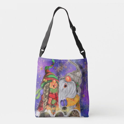 カップル抱き格言幸せなクリスマスソングを歌う クロスボディバッグ (裏面)