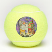 カップル抱き格言幸せなクリスマスソングを歌う テニスボール (正面)