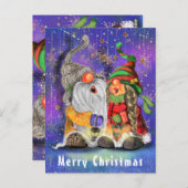 カップル抱き格言幸せなクリスマスソングを歌う ポストカード (正面/裏面)