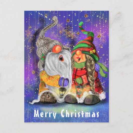 カップル抱き格言幸せなクリスマスソングを歌う ポストカード (正面)