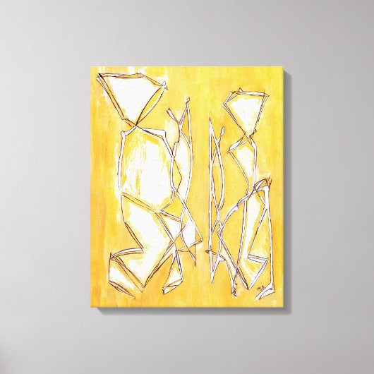 カップル新しいホームデコールイエロー – カップルのアート抽象芸術 キャンバスプリント (正面)