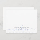 カップル新婚の名前結婚のモノグラムブルー ノートカード (正面/裏面)