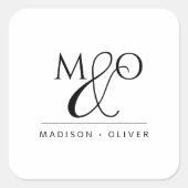 カップル新婚アンパサンド・モノグラム封筒用シール スクエアシール (正面)