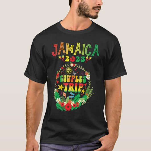 カップル旅行2023ジャマイカファミリーカリブのバカーション Tシャツ (正面)