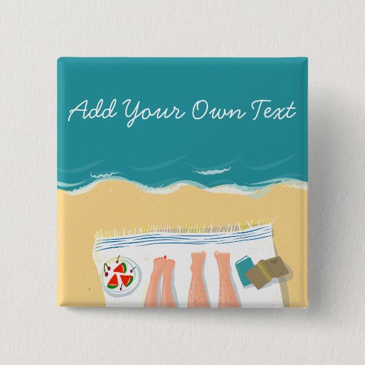 カップル日光浴パーソナライズされた旅行 缶バッジ (正面)