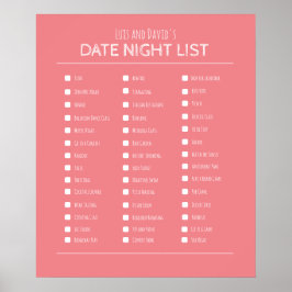 カップル最高ののギフトの日付の夜のバケットのリストのポスター ポスター